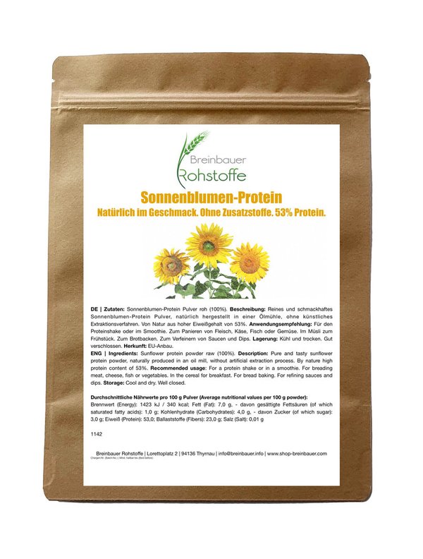 Sunflower protein | Protein powder for vegan diet, GMO-free